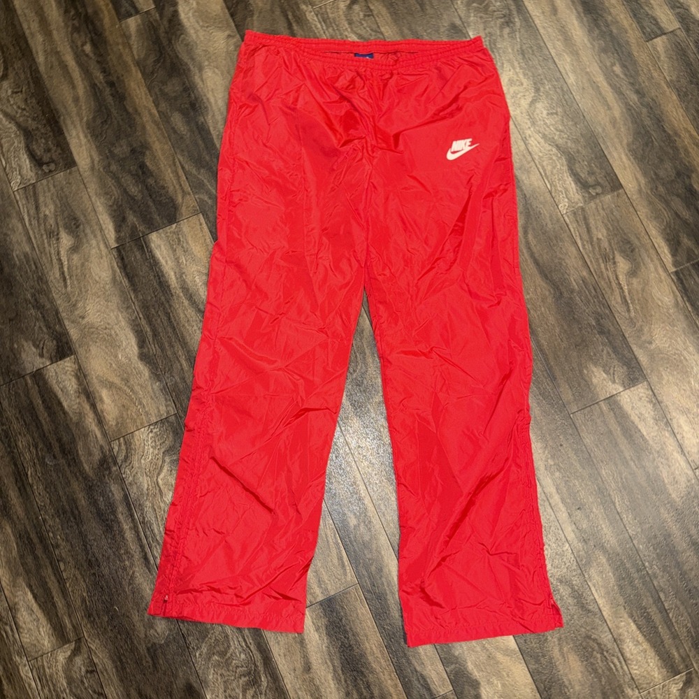 Vintage Nike Sportswear Nylon Windbreaker Track Pants Men's XL Red Zip Cuffs